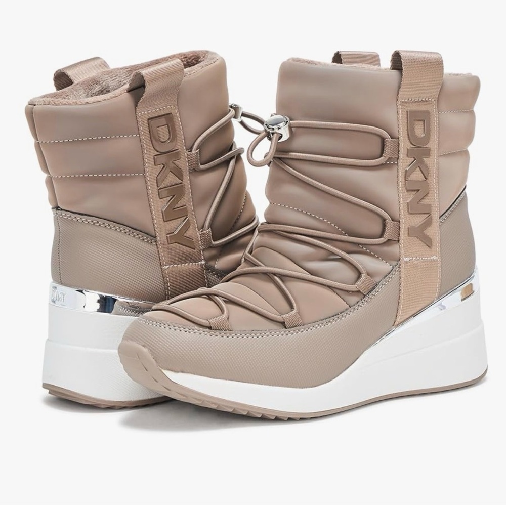 DKNY Womens Perla Wedge Sneaker Boot  Size 10M MSRP 200.00 Ash Color